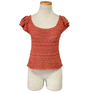 Ryegrass NWT Crop Top Crochet Lace Shirt Foxtail Orange Size X Large